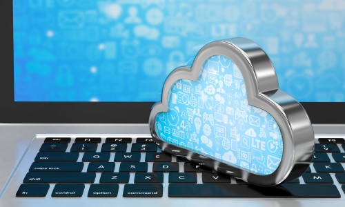45574350 - laptop with cloud computing symbol on keyboard. 3d render